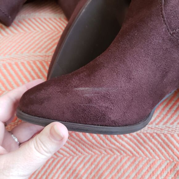 Torrid Knee High Brown Faux Suede Heeled Boots Sz 10 WW Wide Width Western/Boho - Picture 3 of 4